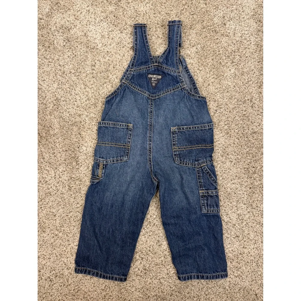 OshKosh B'gosh Denim Overalls Kids 18M Blue Carpenter Pocket Classic